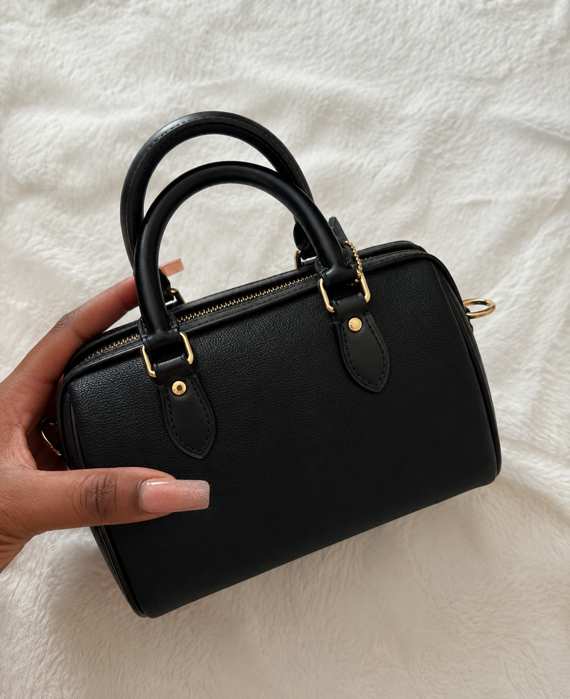 Black patterned handbag