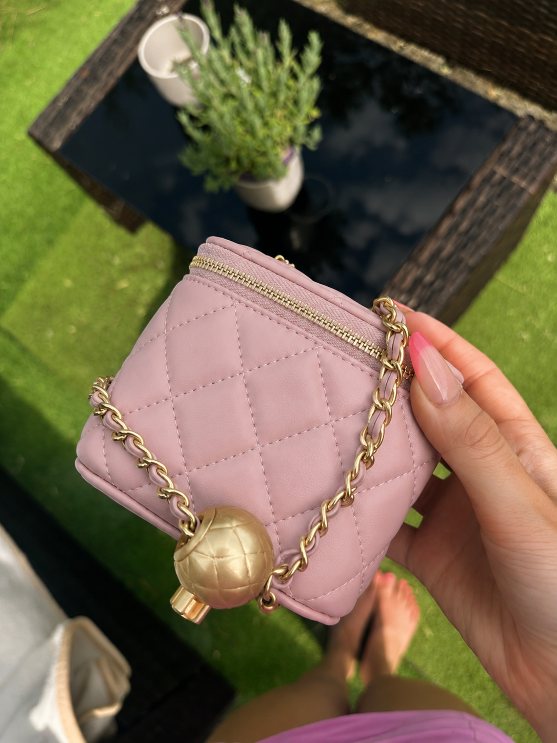 Baby pink mini vanity bag