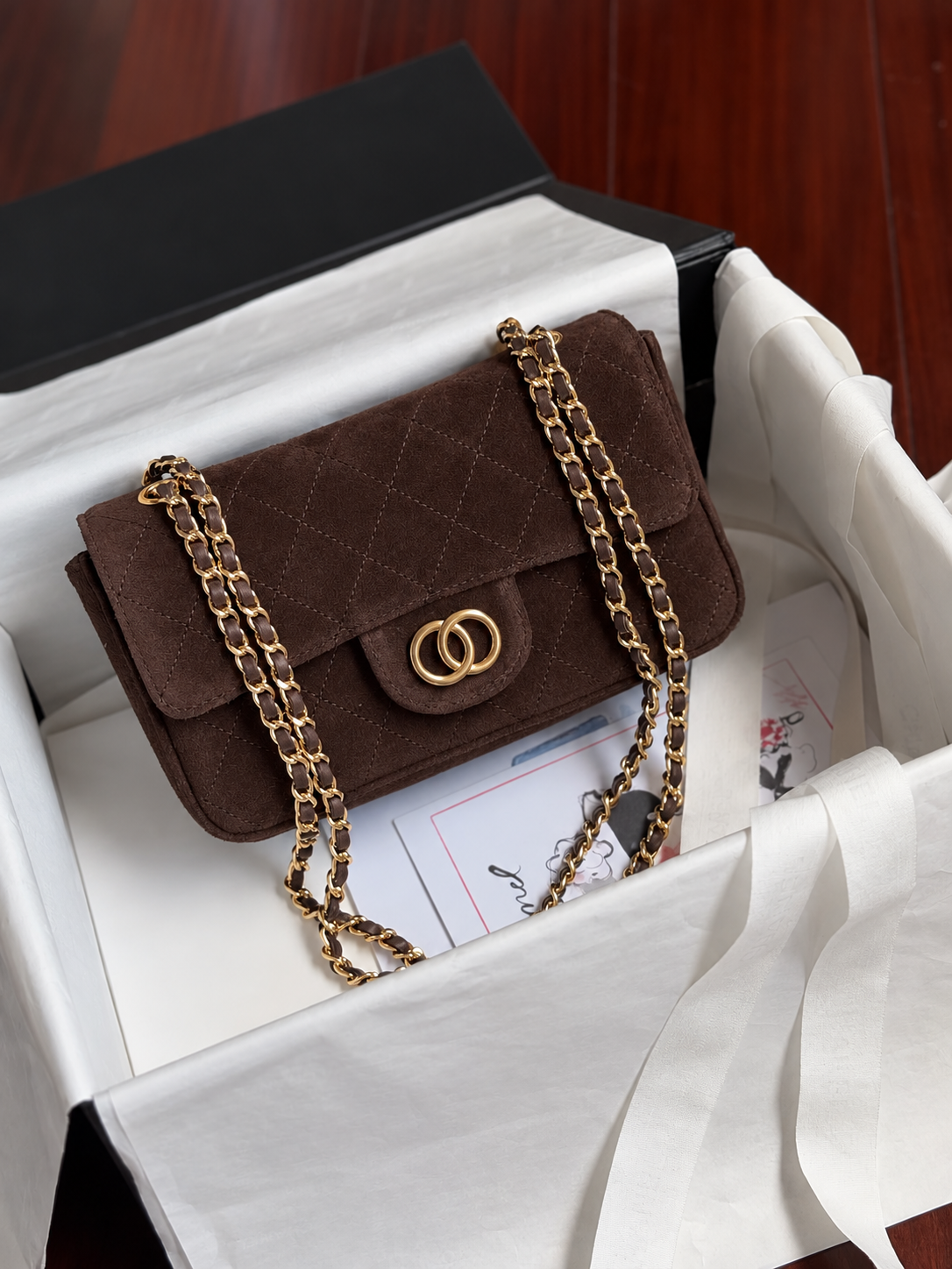 SUEDE classic flap-20cm coffee brown *pre order*