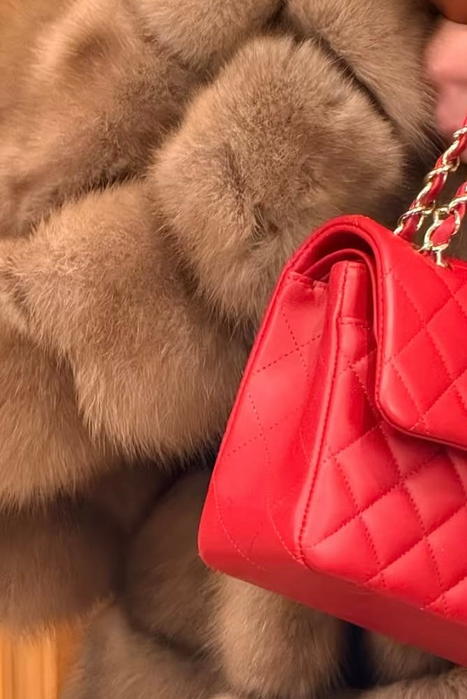 Red classic flap bag
