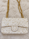Gold and beige/white TWEED bag