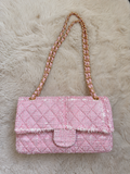 Pink tweed flap bag *pre order*
