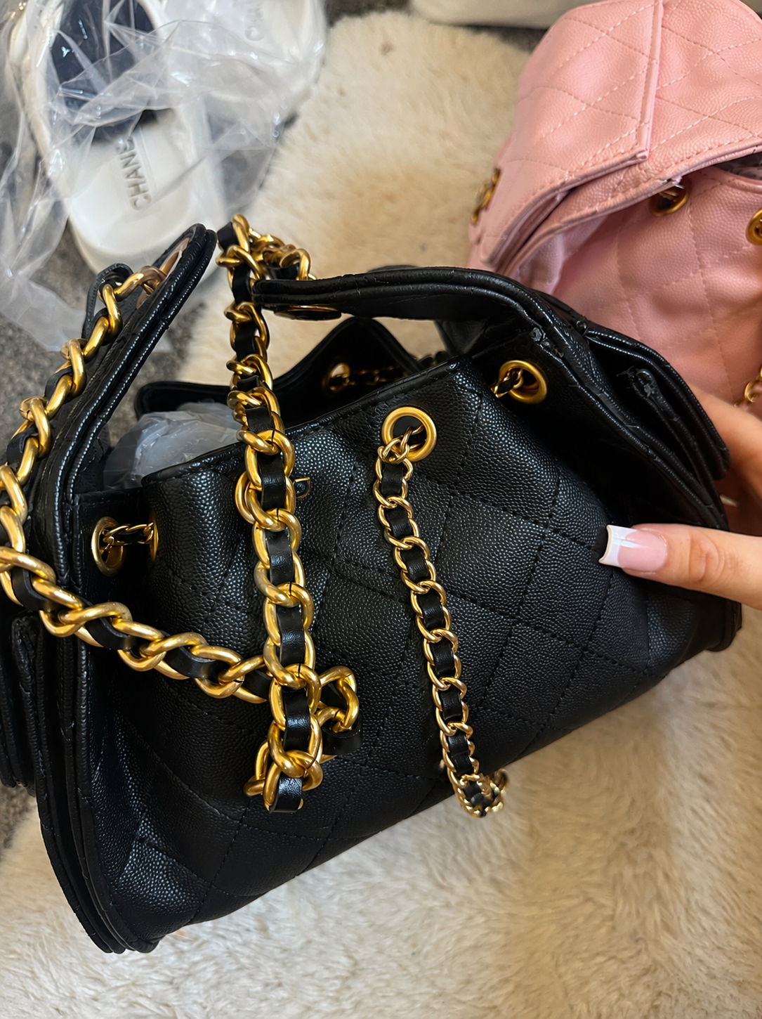 Black mini slouchy bag