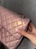 Pink gold pearl 25cm flap bag
