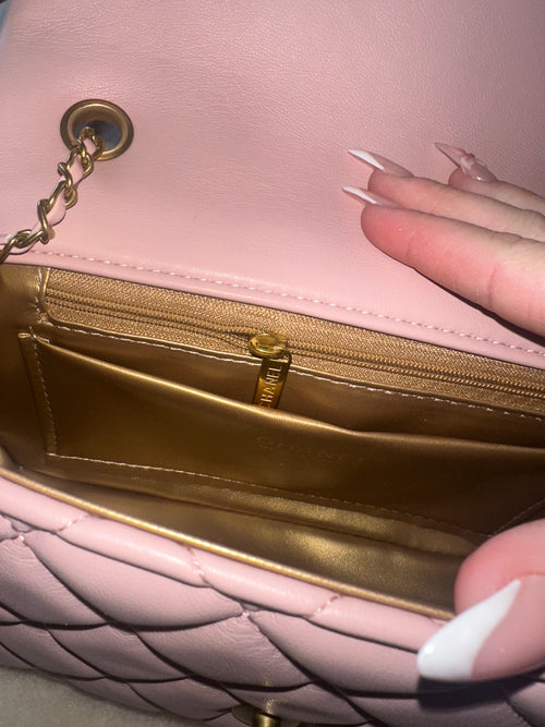 Classic Baby Pink Quilted Handbag